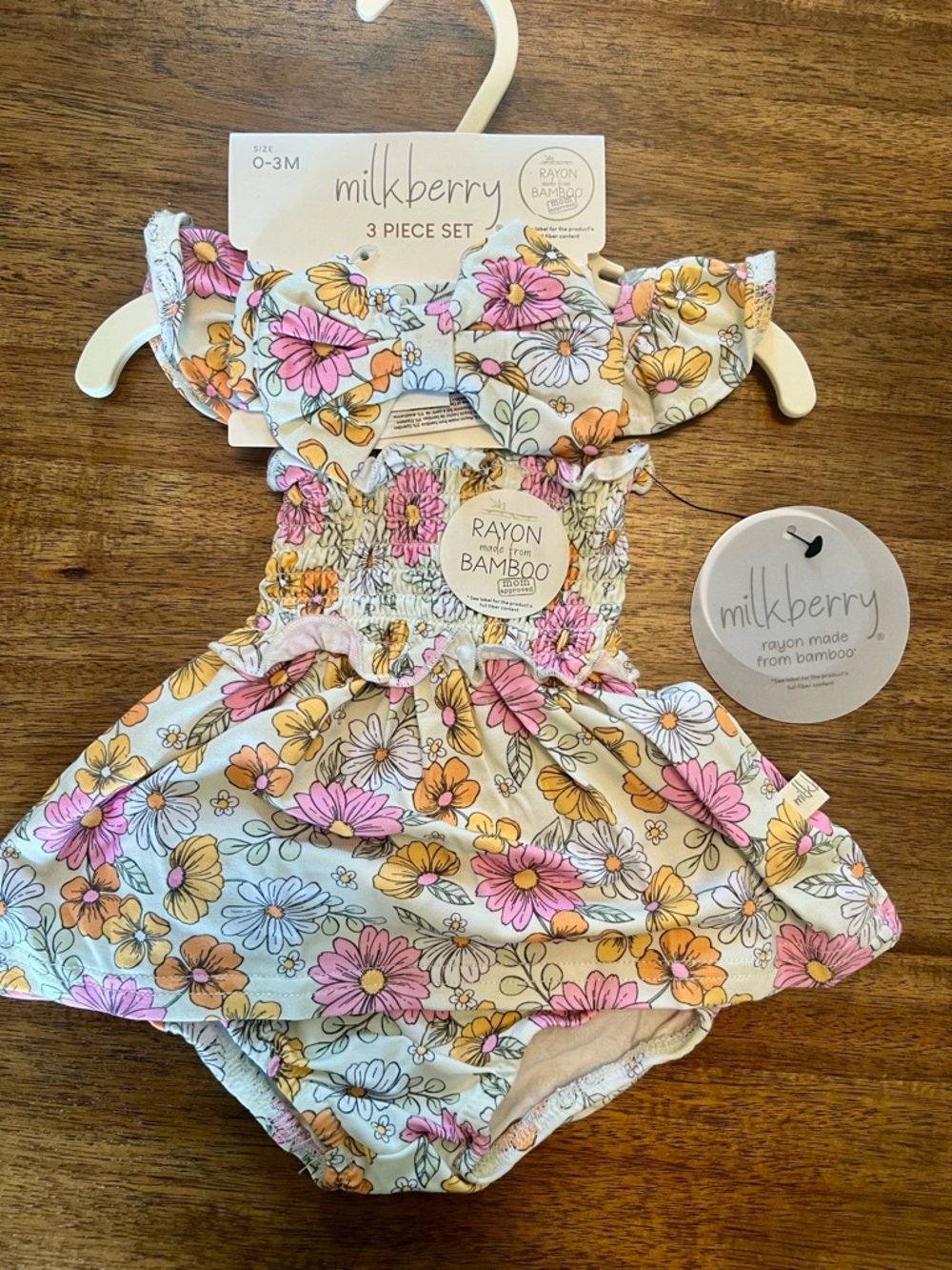 NWT Milkberry Floral Bamboo 3 Piece Set 0-3 Months
